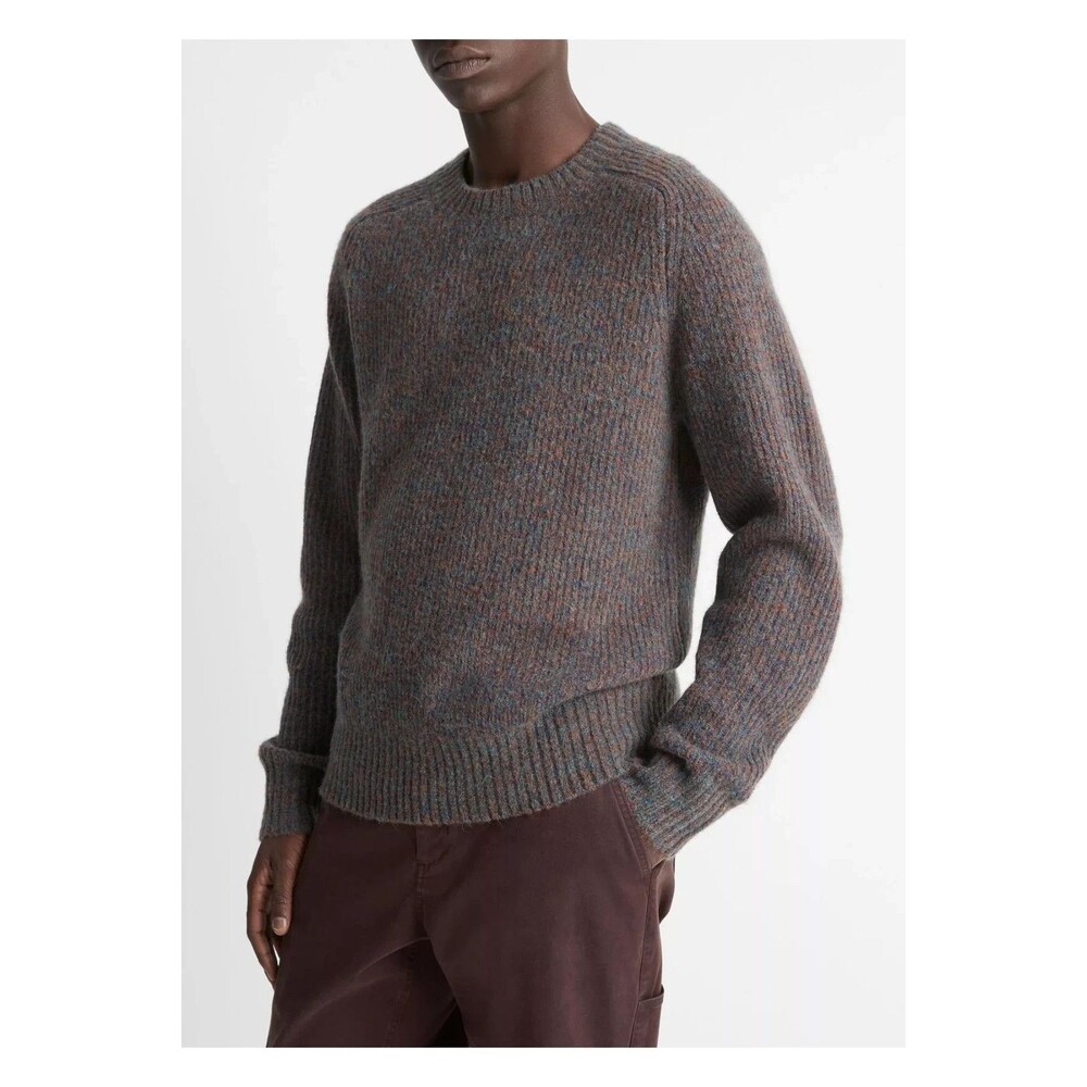 VINCE Sweater Mens XL Brown Blue Pullover Merino Wool Alpaca Blend MOULINE $425